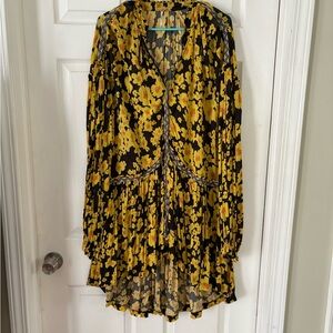 Floral Yellow and Black Dress